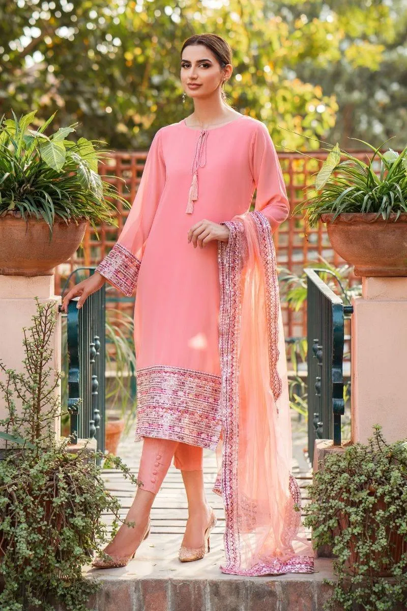 Mehwish Hayat in Natasha Kamal - Pink Embroidered Shirt and Pants with Dupatta - 3 Piece