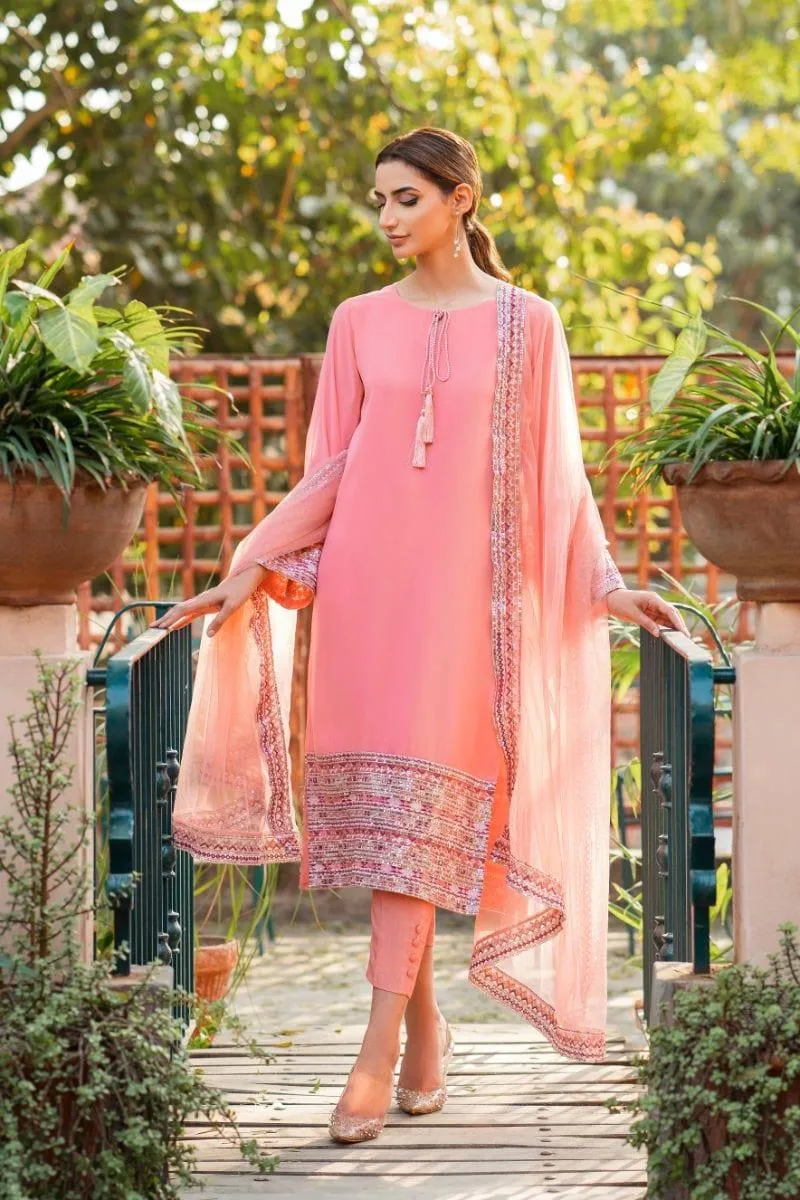 Mehwish Hayat in Natasha Kamal - Pink Embroidered Shirt and Pants with Dupatta - 3 Piece