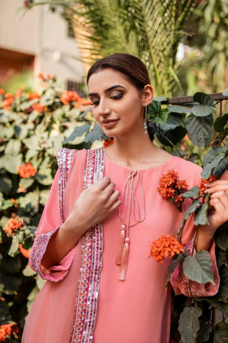 Mehwish Hayat in Natasha Kamal - Pink Embroidered Shirt and Pants with Dupatta - 3 Piece