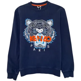 Men's Embroidered Tiger Jumper Navy Size XS