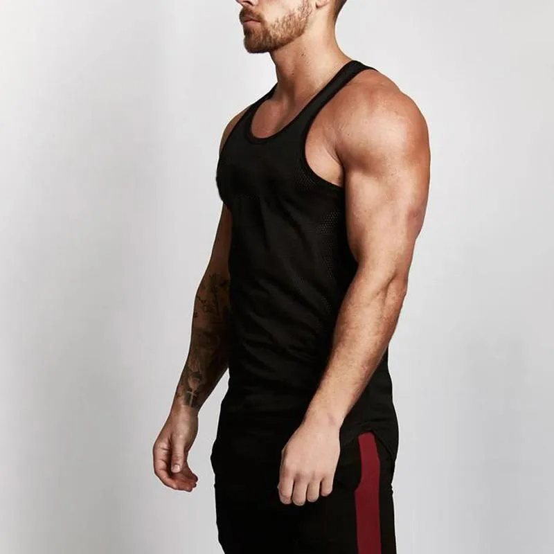 Men's Mesh Round Hem Sports Vest