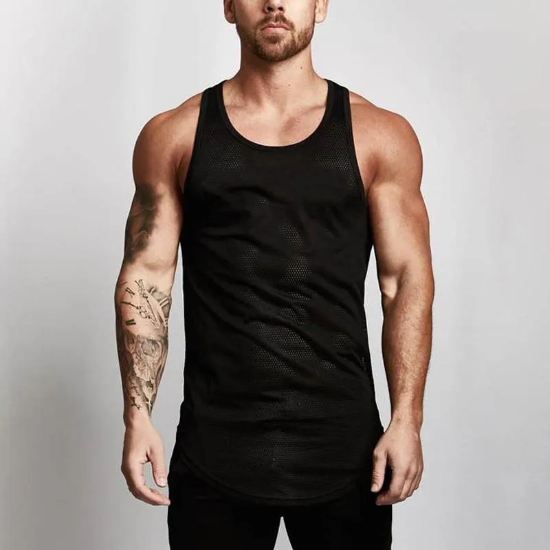 Men's Mesh Round Hem Sports Vest