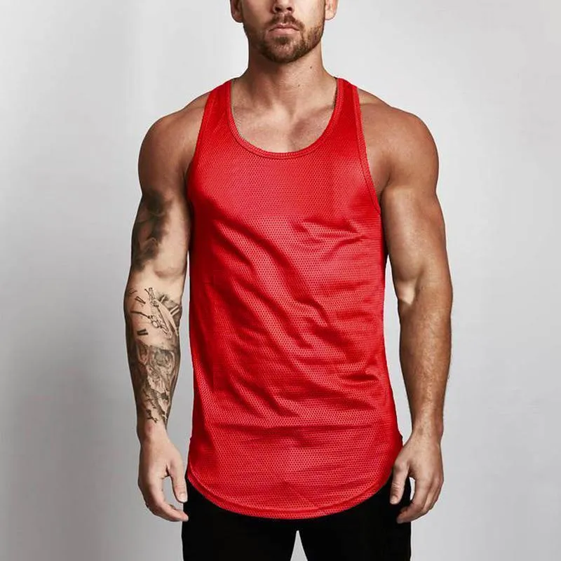 Men's Mesh Round Hem Sports Vest