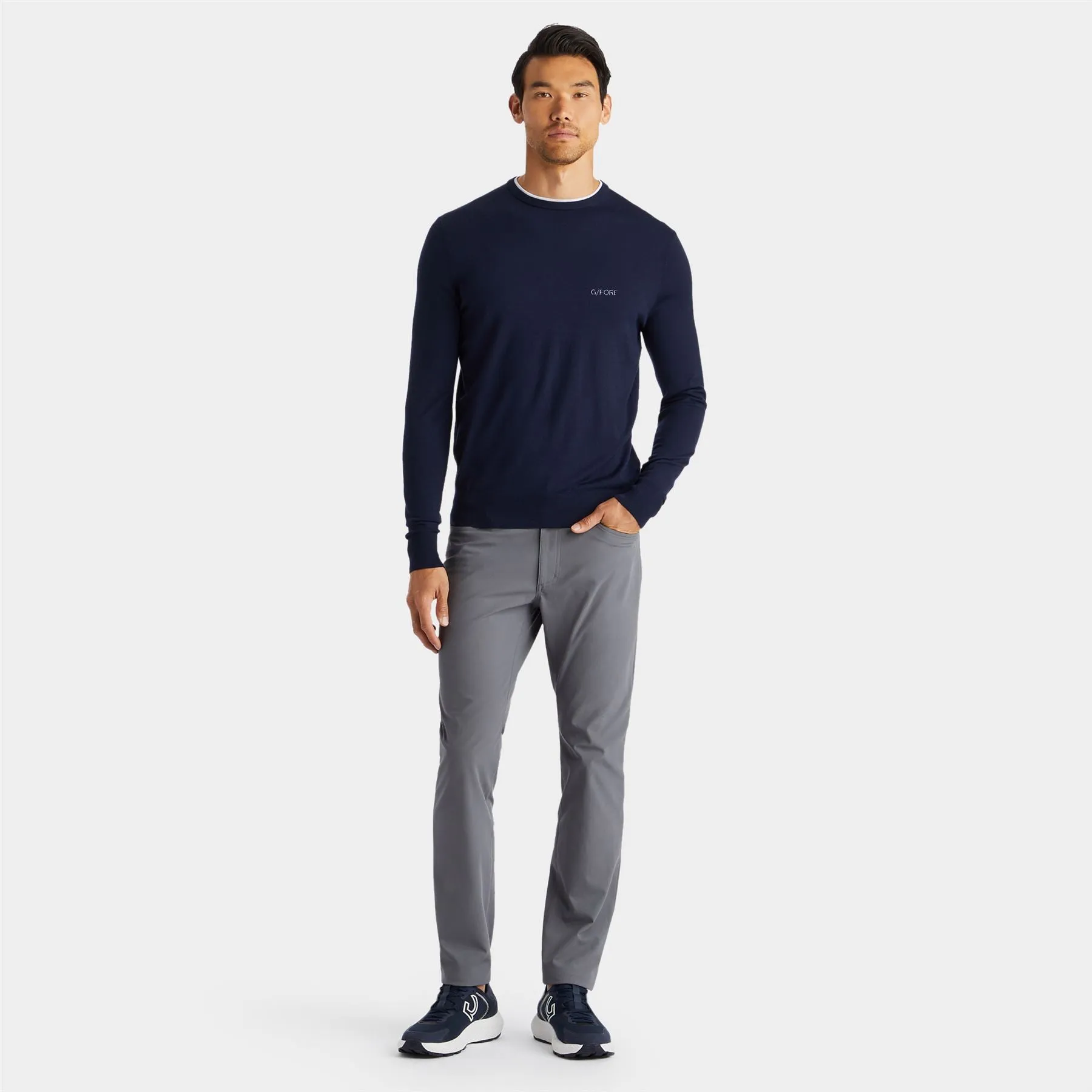 Merino Wool Blend Embroidered Tailored Fit Jumper Twilight - AW24