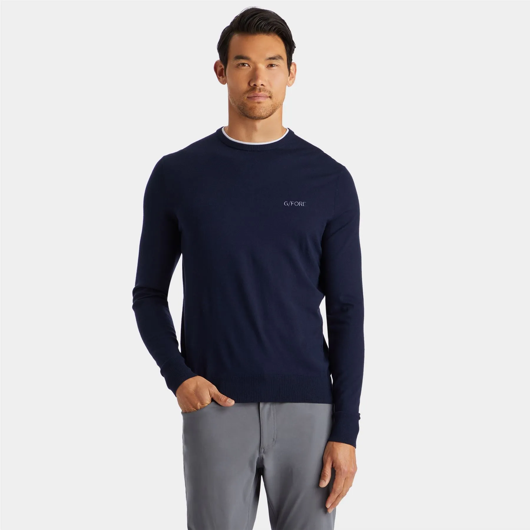 Merino Wool Blend Embroidered Tailored Fit Jumper Twilight - AW24