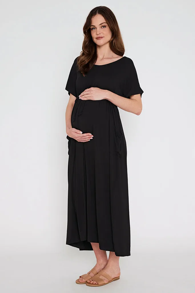 Mila Maxi Maternity Dress - Black