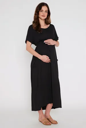 Mila Maxi Maternity Dress - Black