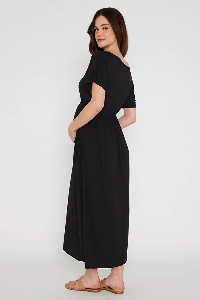 Mila Maxi Maternity Dress - Black