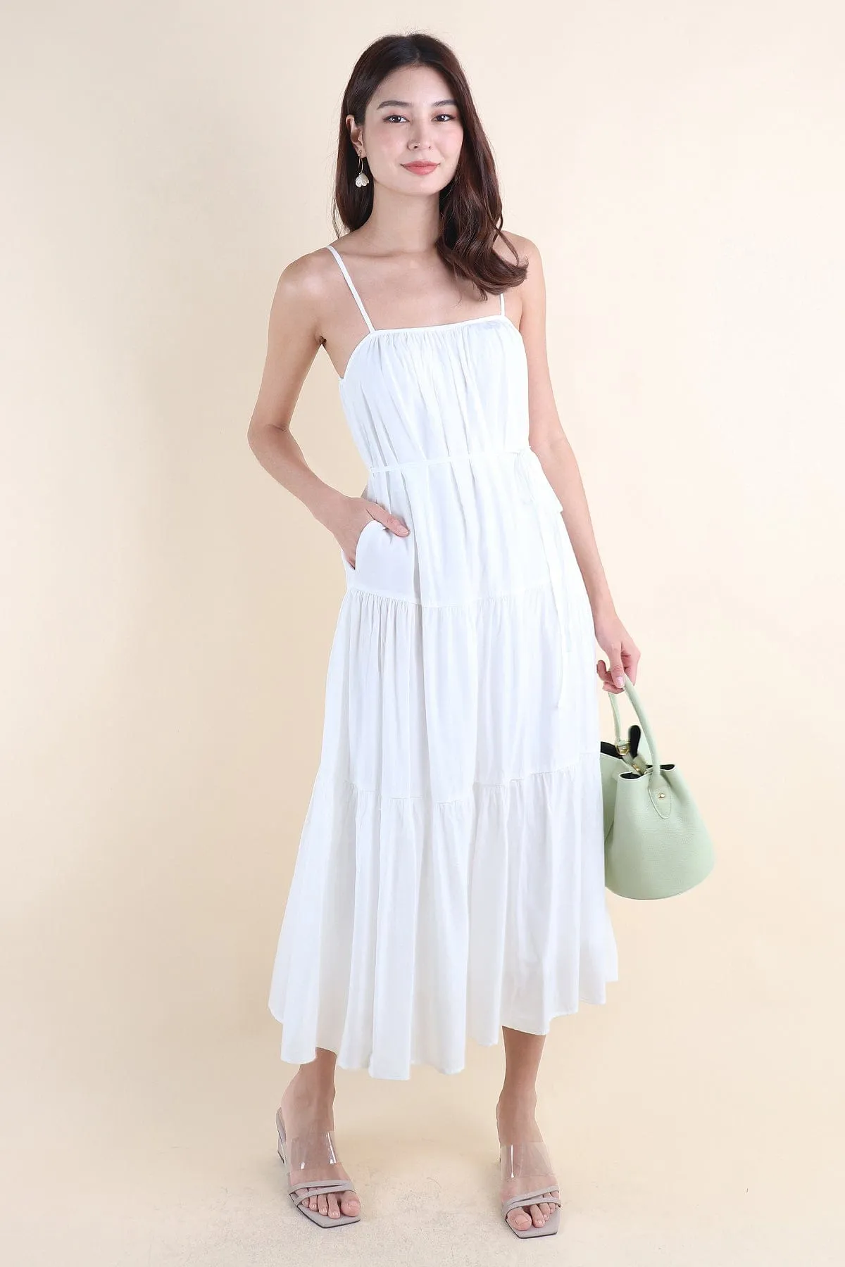 MILAN TIER MAXI DRESS IN WHITE