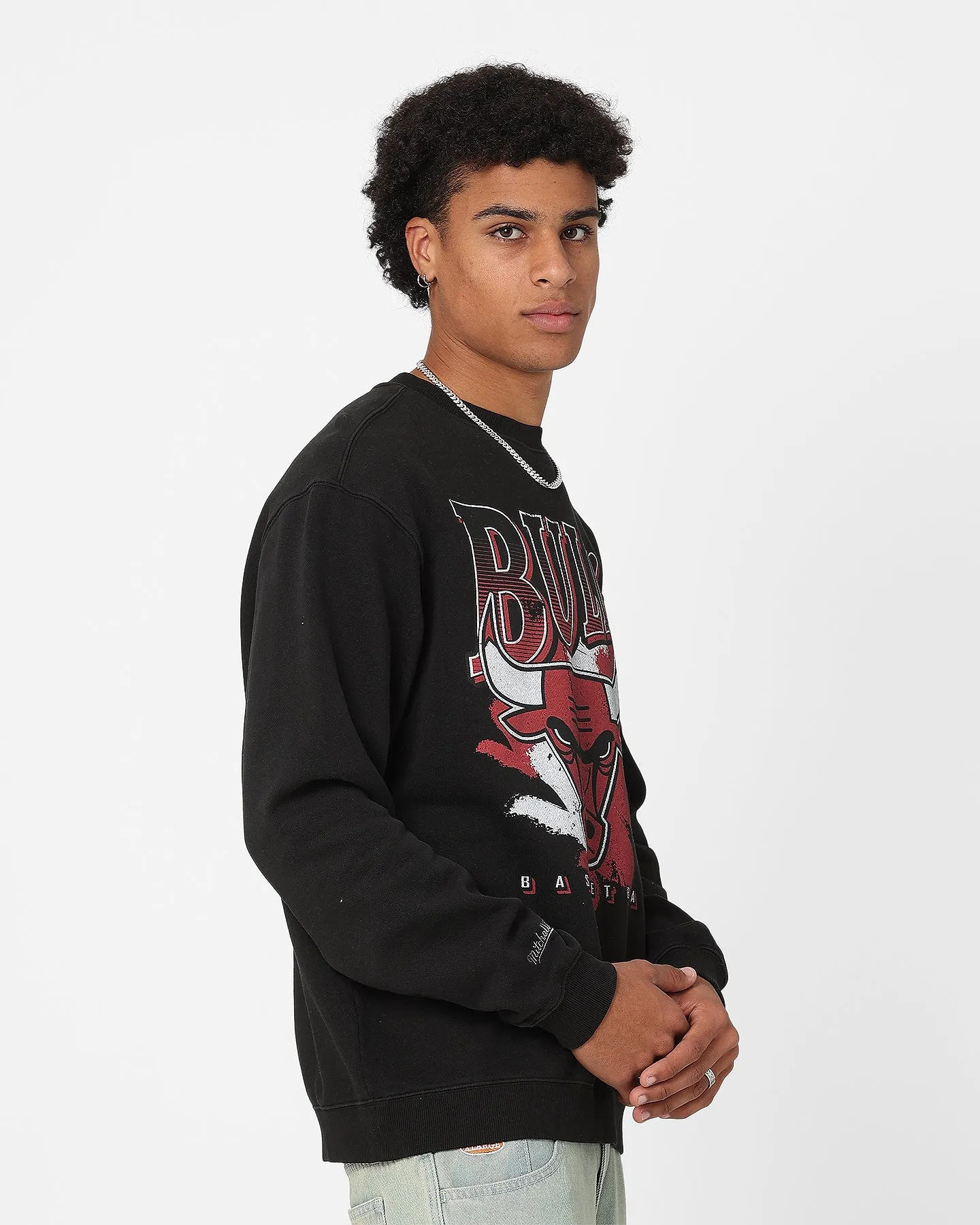 Mitchell & Ness Chicago Bulls Paintbrush Crewneck Faded Black