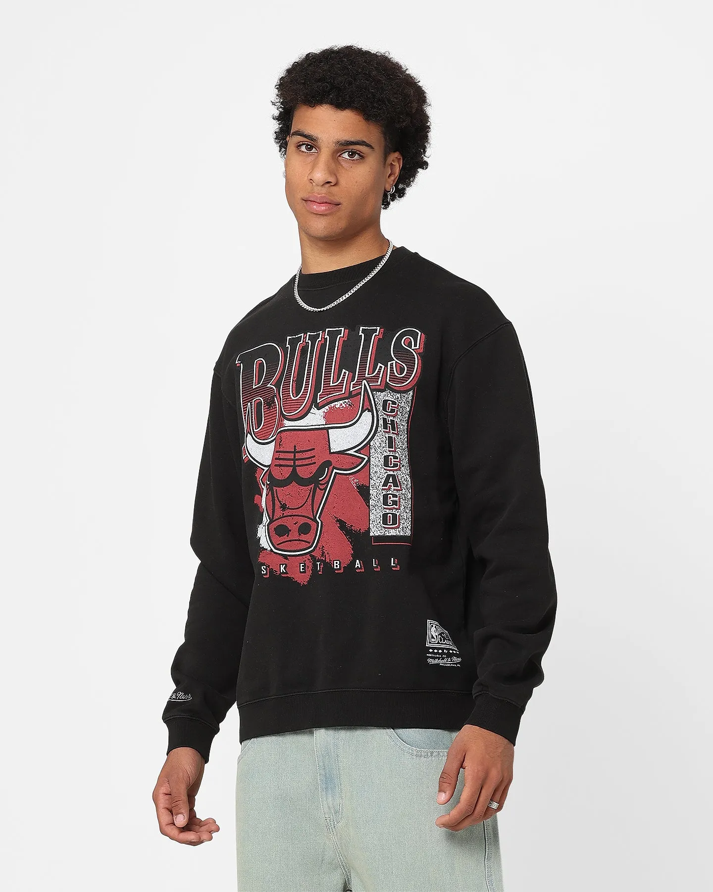 Mitchell & Ness Chicago Bulls Paintbrush Crewneck Faded Black