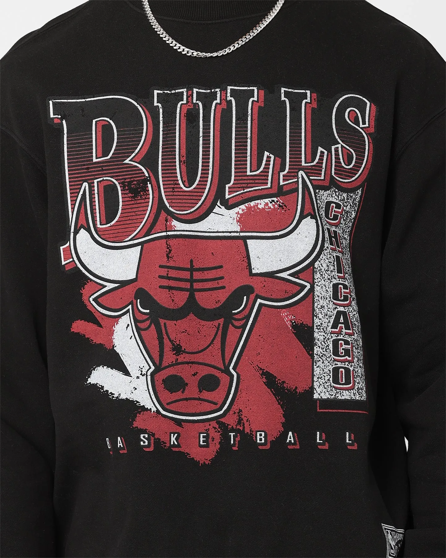 Mitchell & Ness Chicago Bulls Paintbrush Crewneck Faded Black