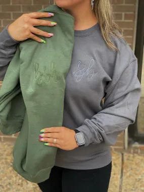 Monochromatic Embroidered Initials Sweatshirt PREORDER