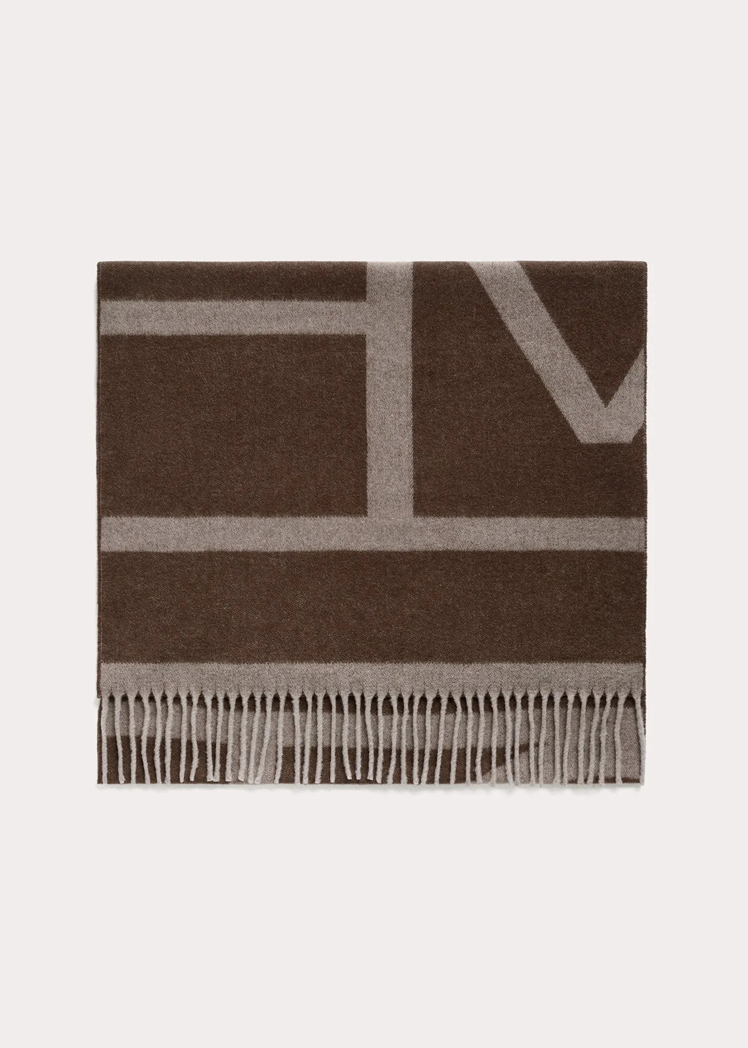 Monogram jacquard wool scarf dark beige