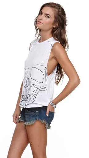 Morning Warrior Big Skull Twist Back Moto Tank