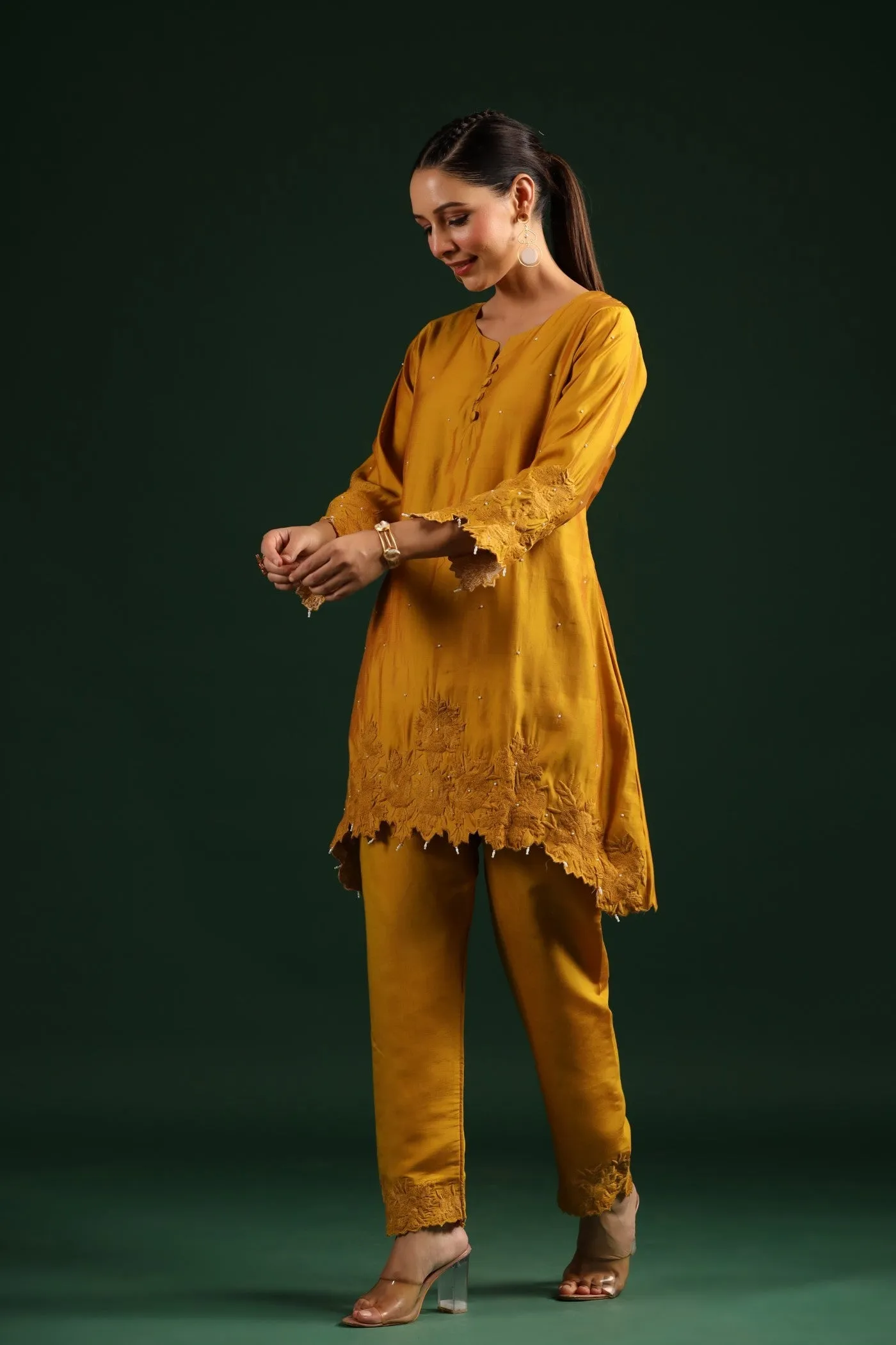 Mustard Embroidered Co-ord Set