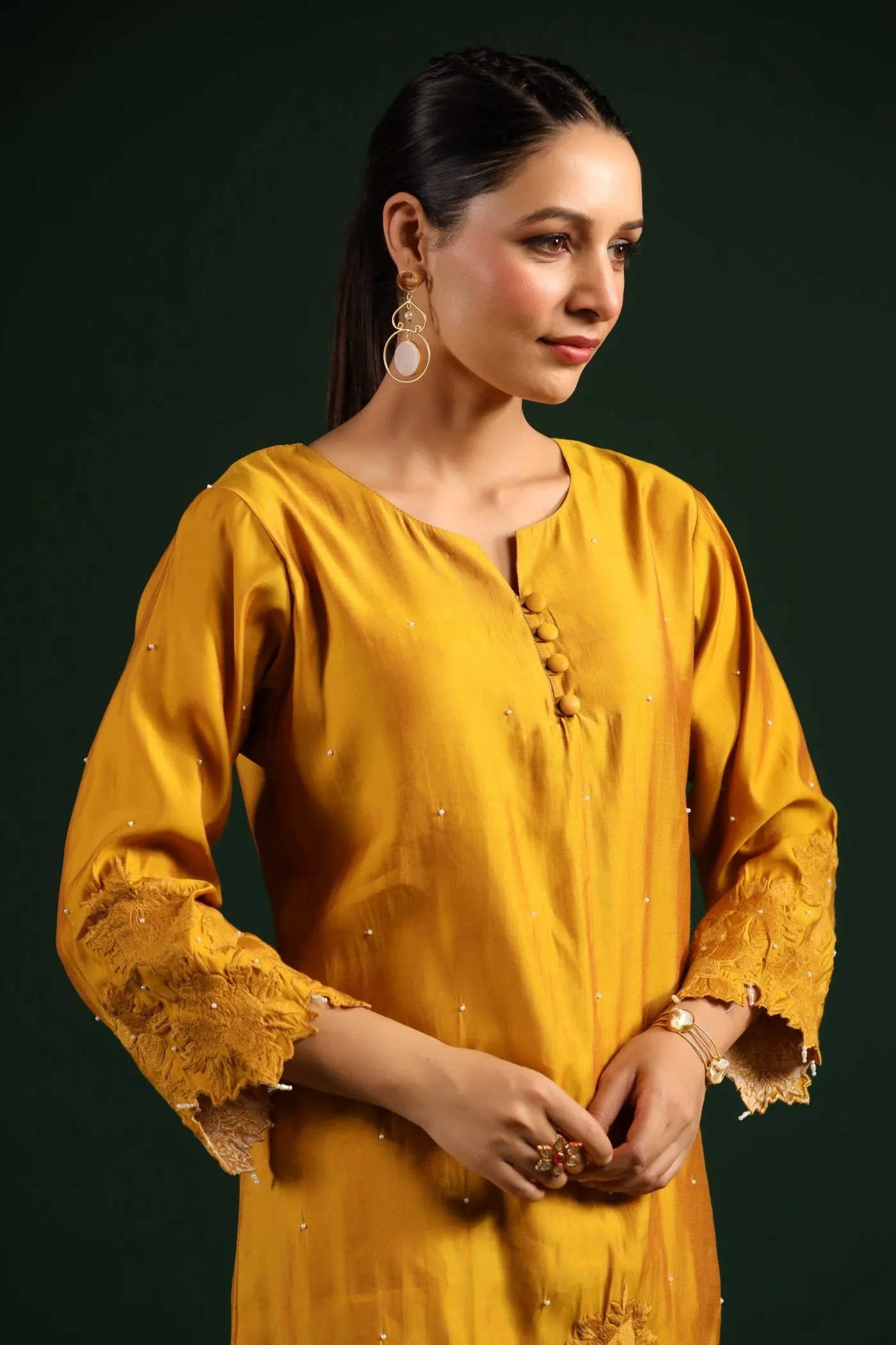 Mustard Embroidered Co-ord Set