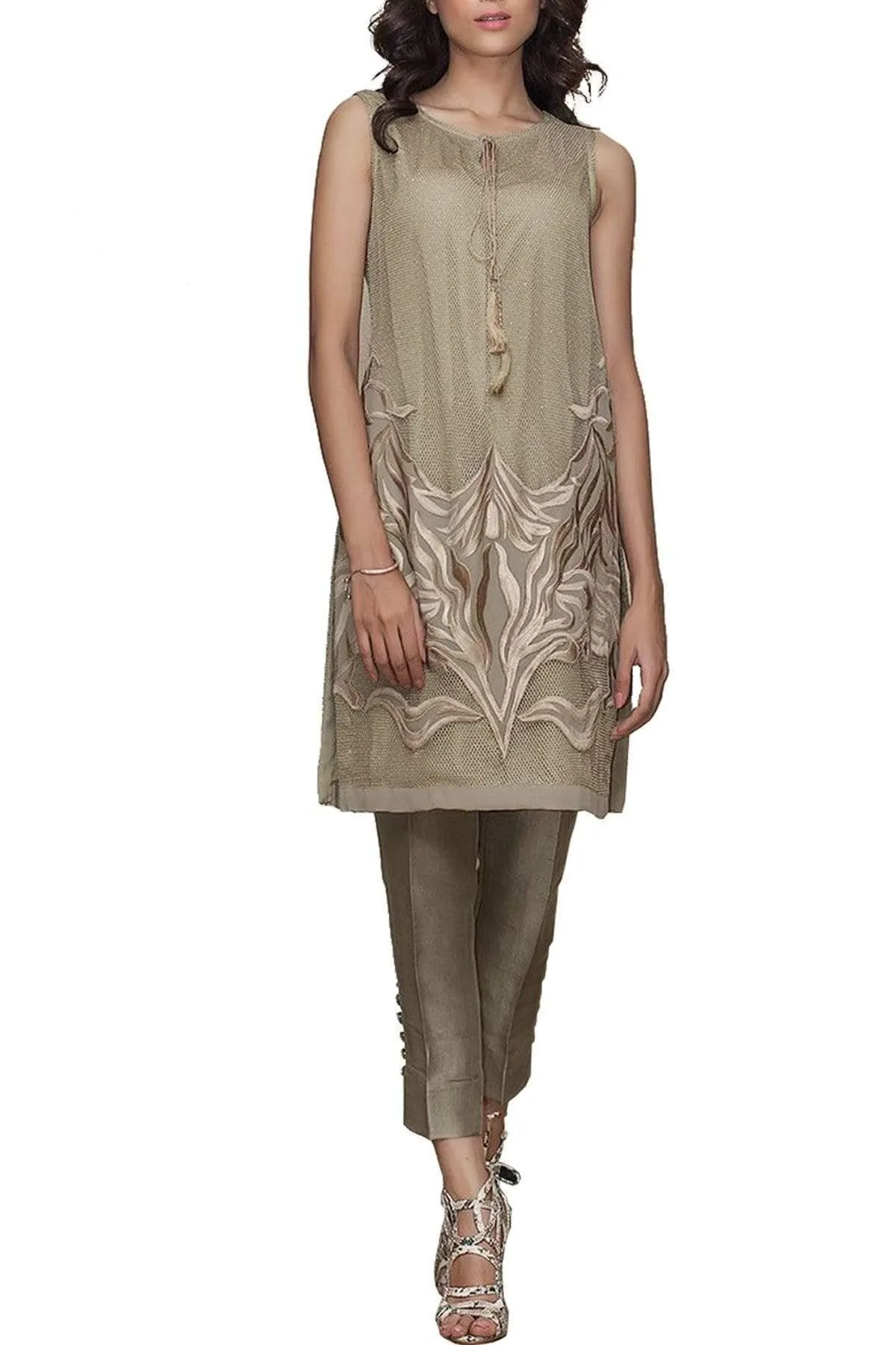 Natasha Kamal - Alegra Metallic Threads Tunic With Raw Silk Trouser & Dupatta