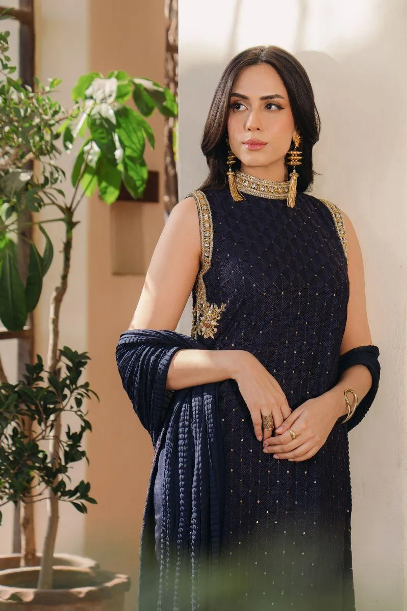 Natasha Kamal - Ezra - Navy Blue - Georgette - 3 Piece