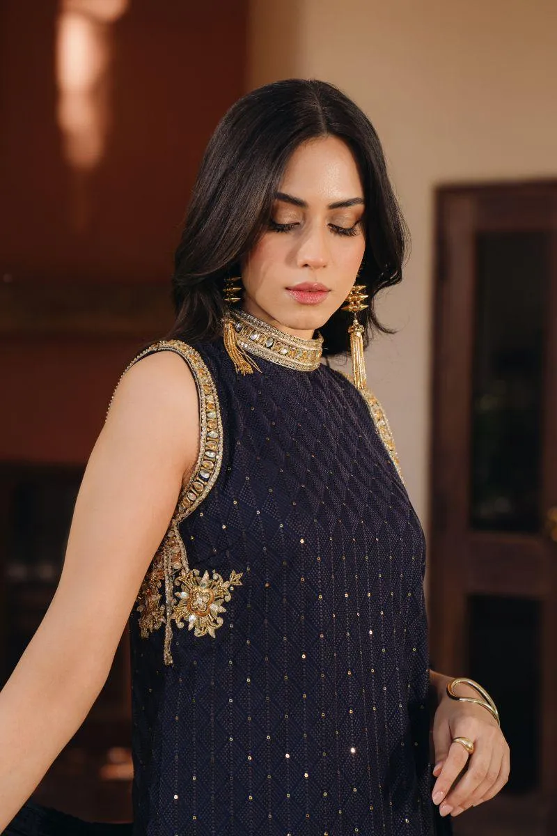 Natasha Kamal - Ezra - Navy Blue - Georgette - 3 Piece