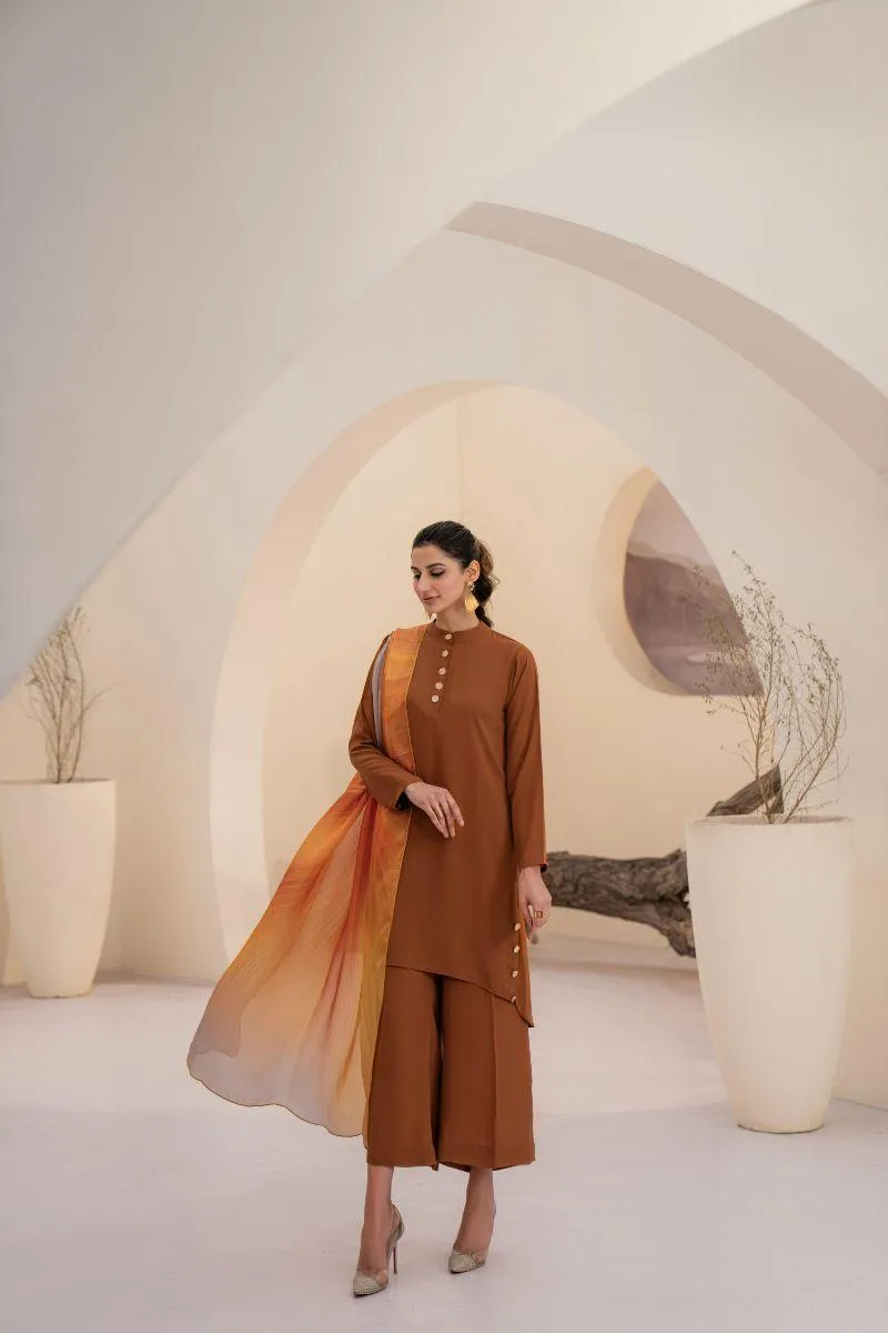 Natasha kamal -  Honey - Mustard Brown - Georgette - 3 Piece