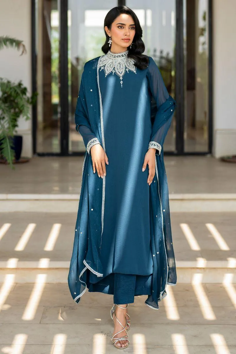 Natasha Kamal - Lapis - teal - Georgette lined with crepe de chin - 3 Piece