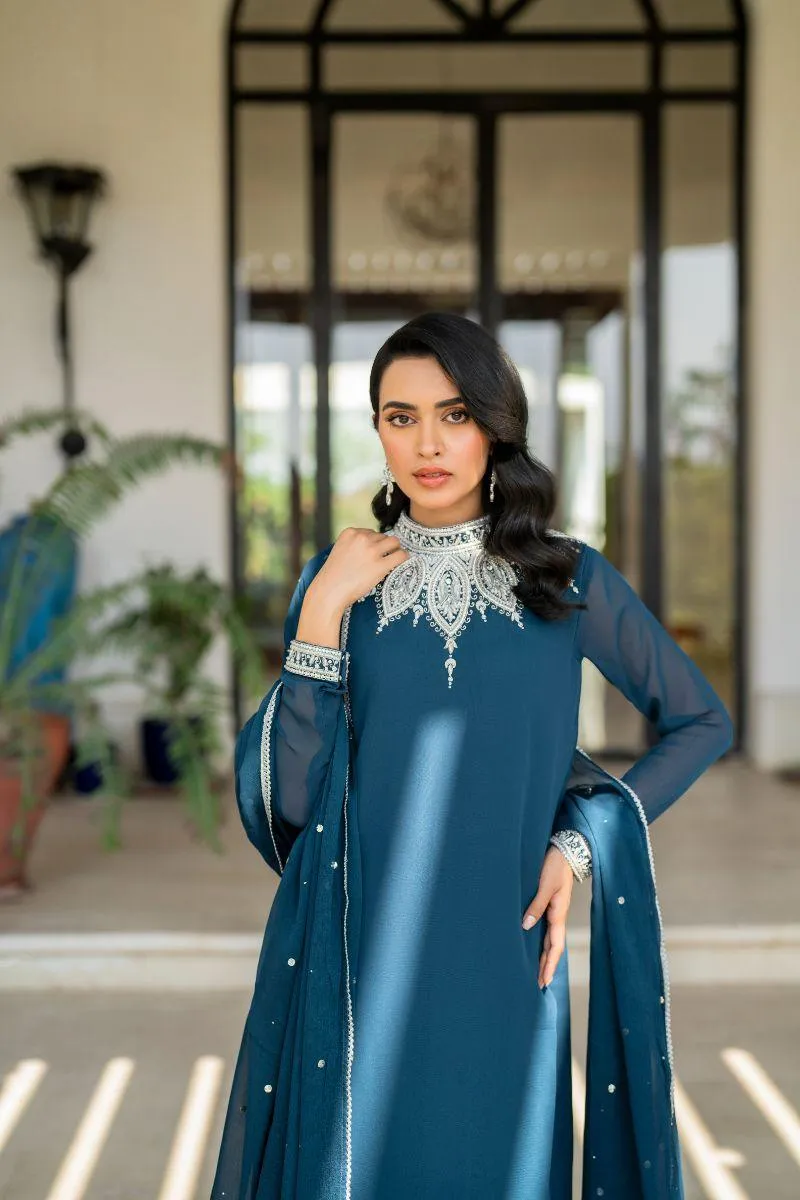 Natasha Kamal - Lapis - teal - Georgette lined with crepe de chin - 3 Piece