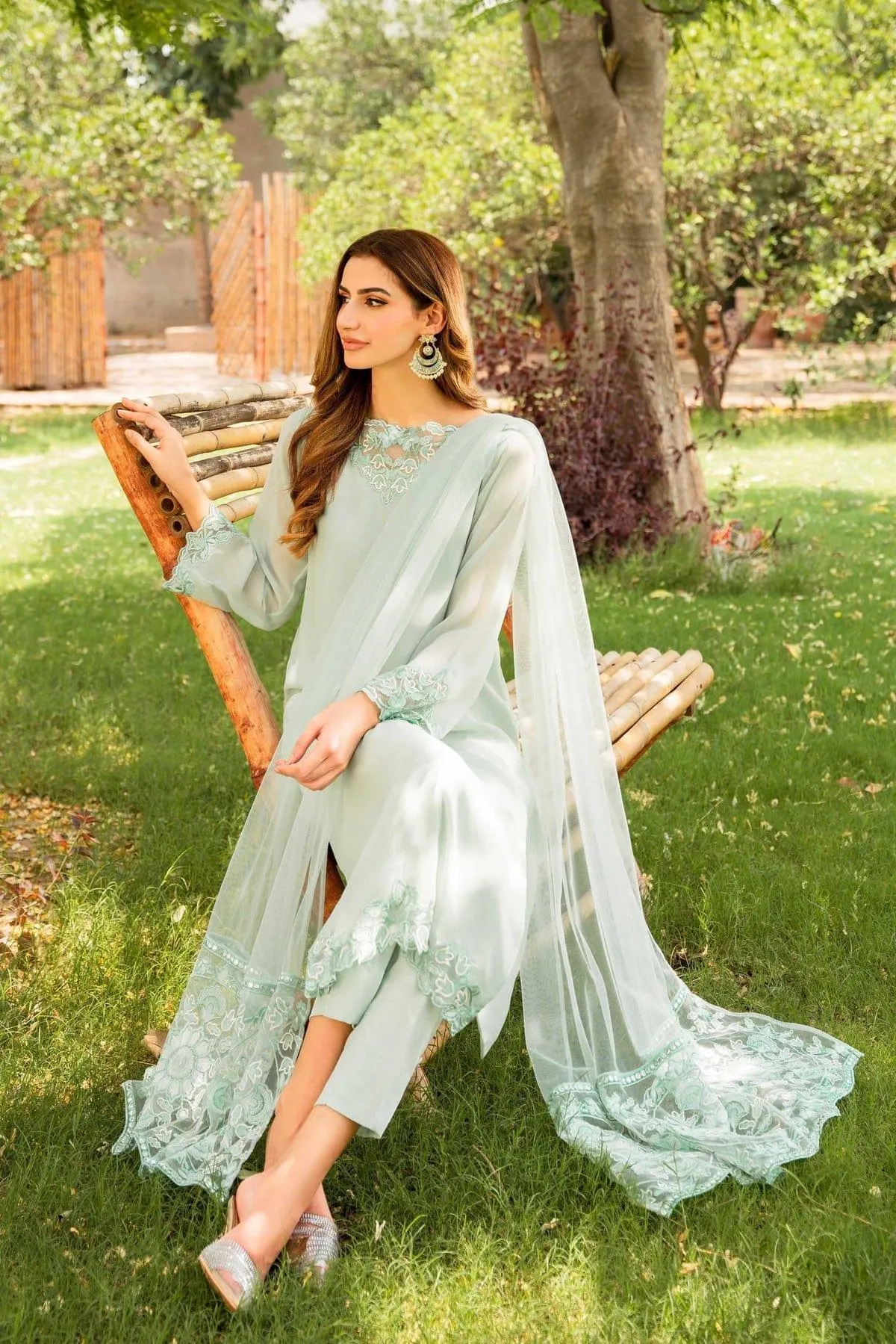 Natasha Kamal - Light Turquoise Embroidered 3 Piece - Haven