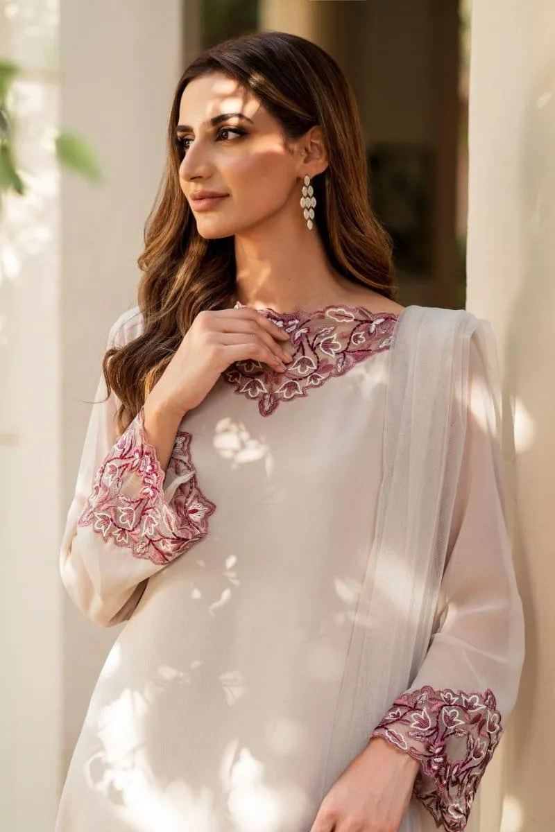 Natasha Kamal - Parfait Nude Embroidered Shirt and Pants with Net Dupatta - 3 Pieces