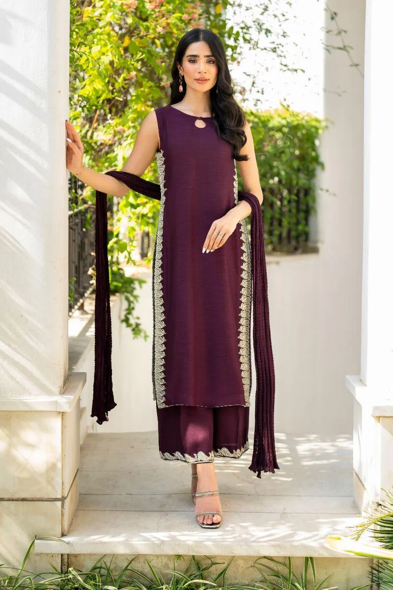 Natasha Kamal - Vini - Plum - Raw Silk - 3 Piece