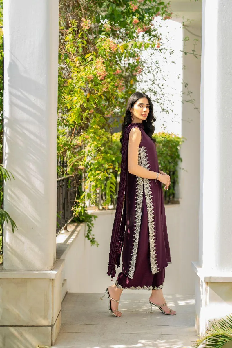 Natasha Kamal - Vini - Plum - Raw Silk - 3 Piece