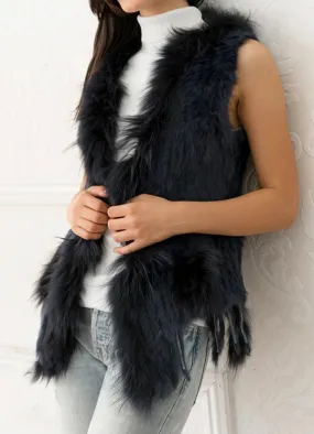 Navy Fur Vest