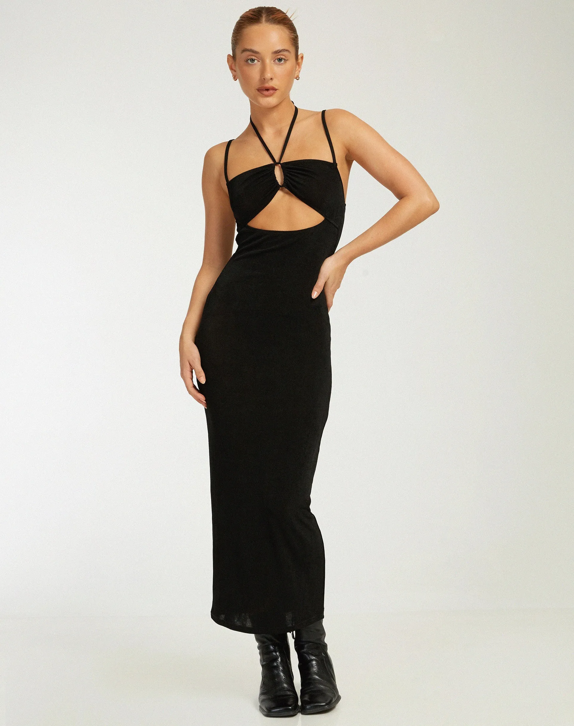 Nayara Cut Out Maxi Dress in Black