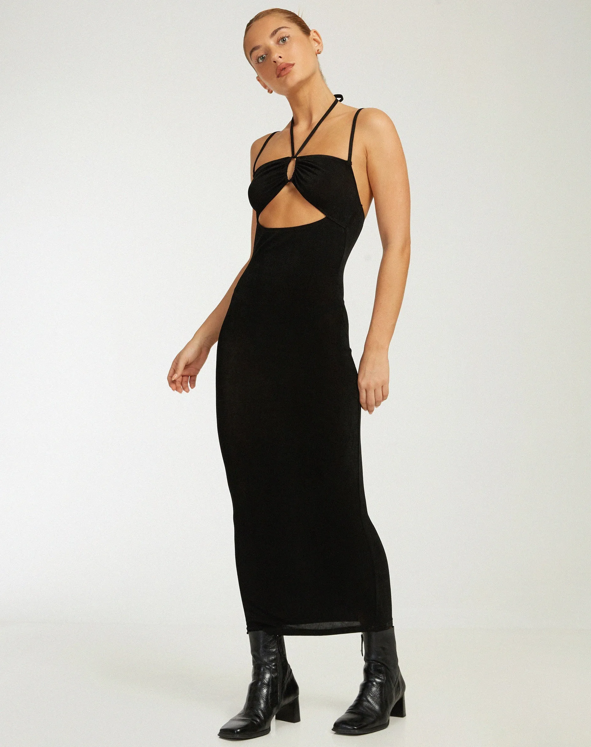 Nayara Cut Out Maxi Dress in Black