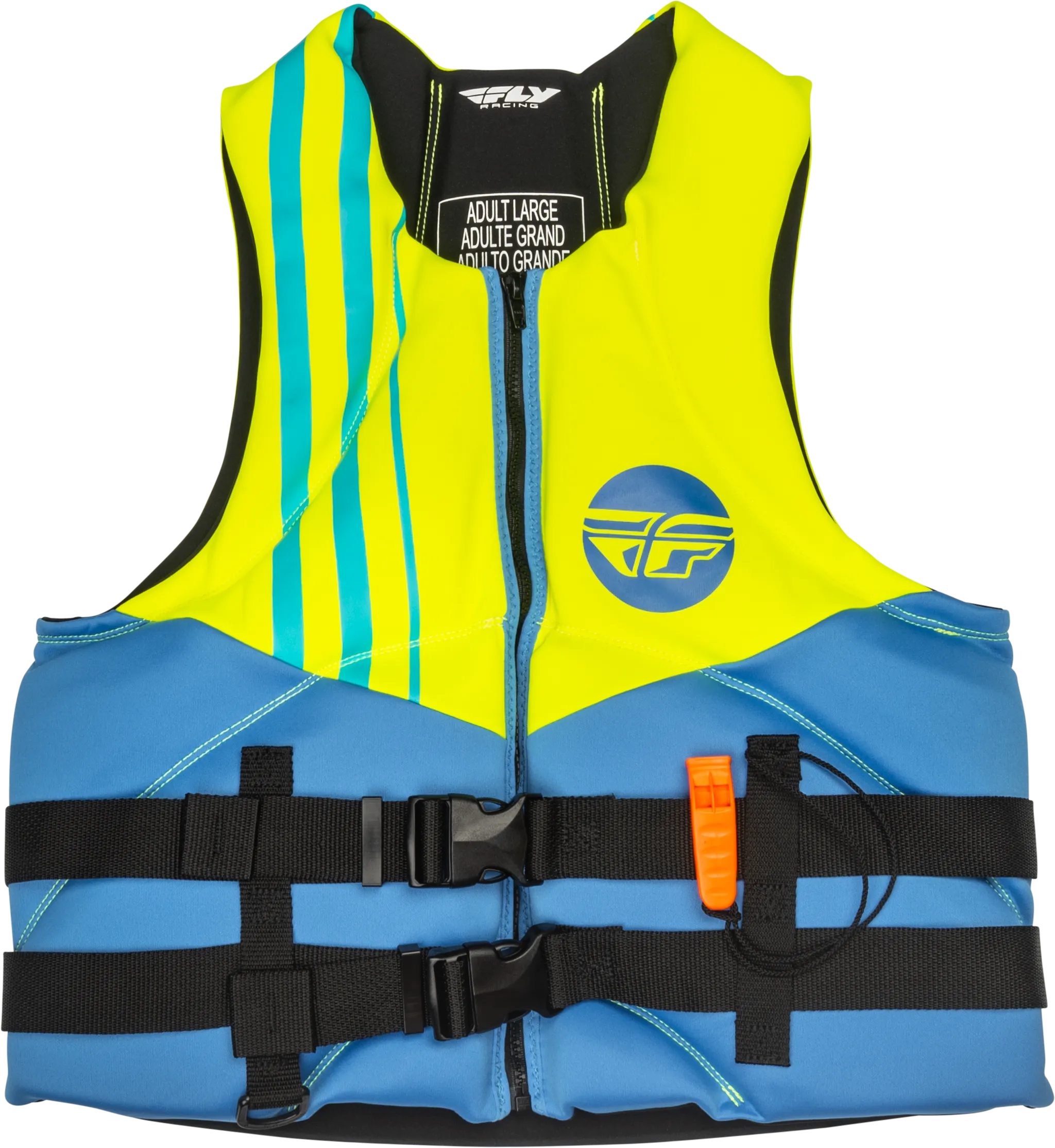 NEOPRENE FLOTATION VEST BLUE/HI-VIS/TEAL XS