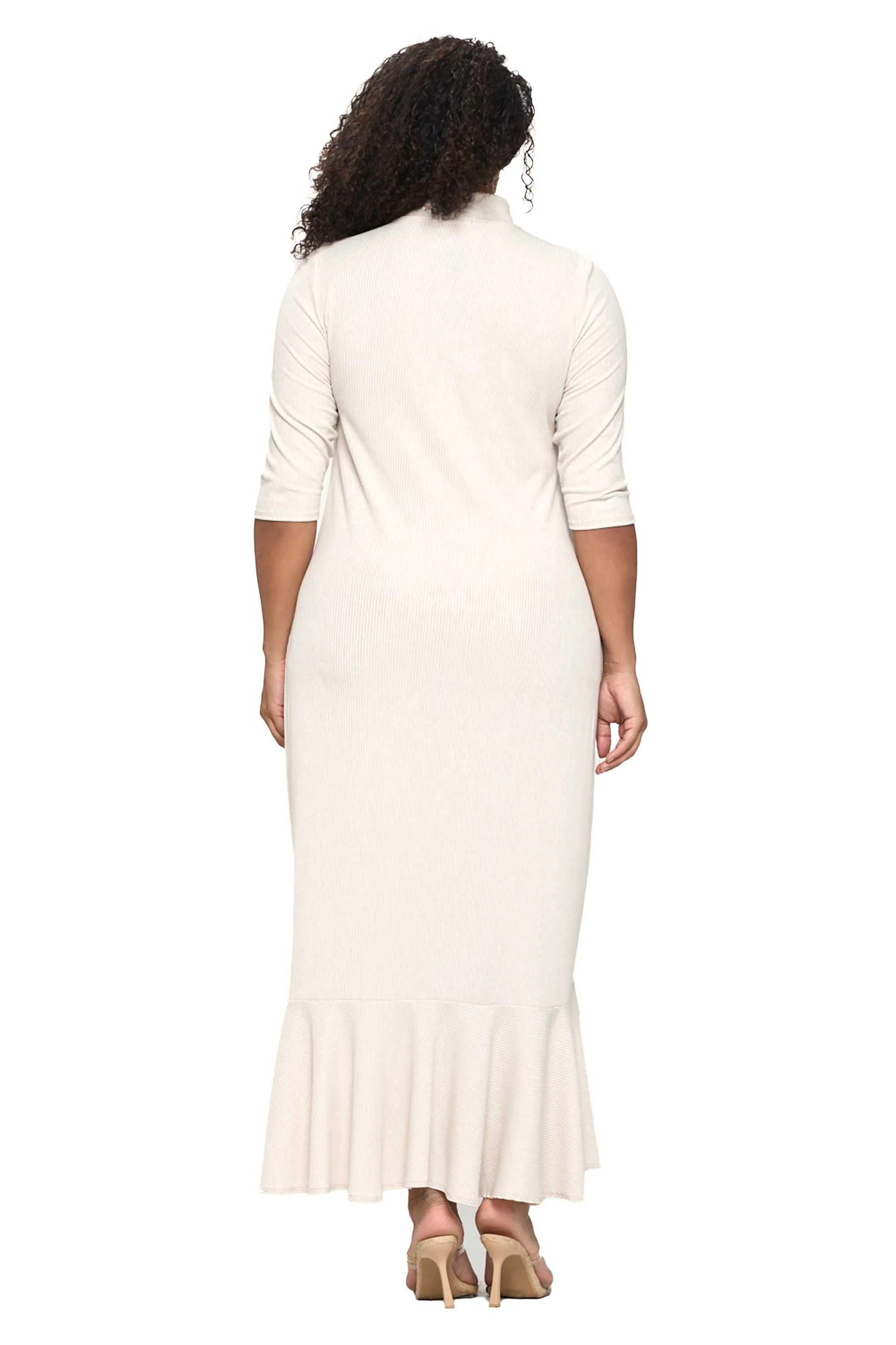 Nicole Turtle Neck Cutout Rib Dress