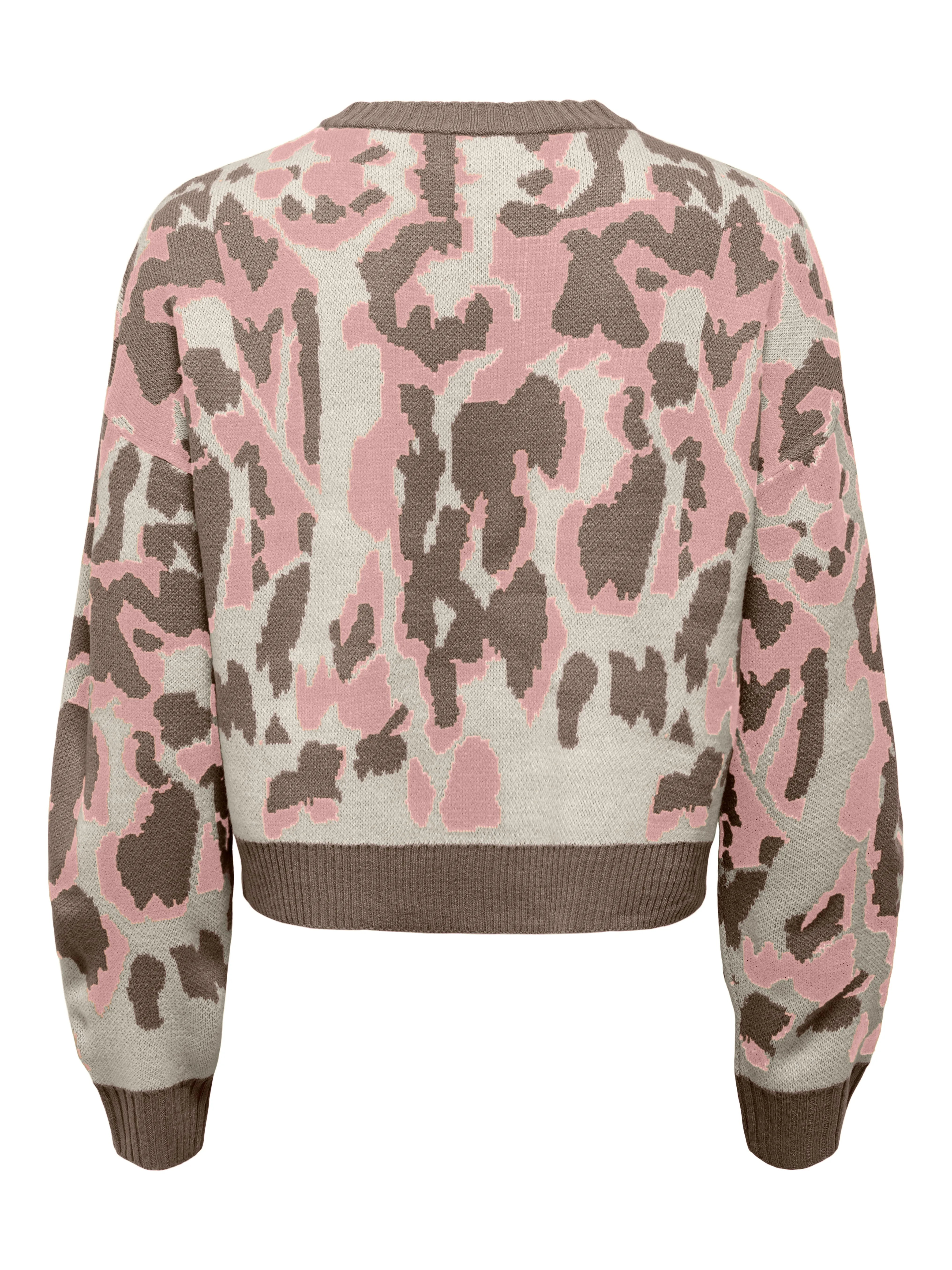 Only - Pink and Khaki Leopard Print Knit Jumper