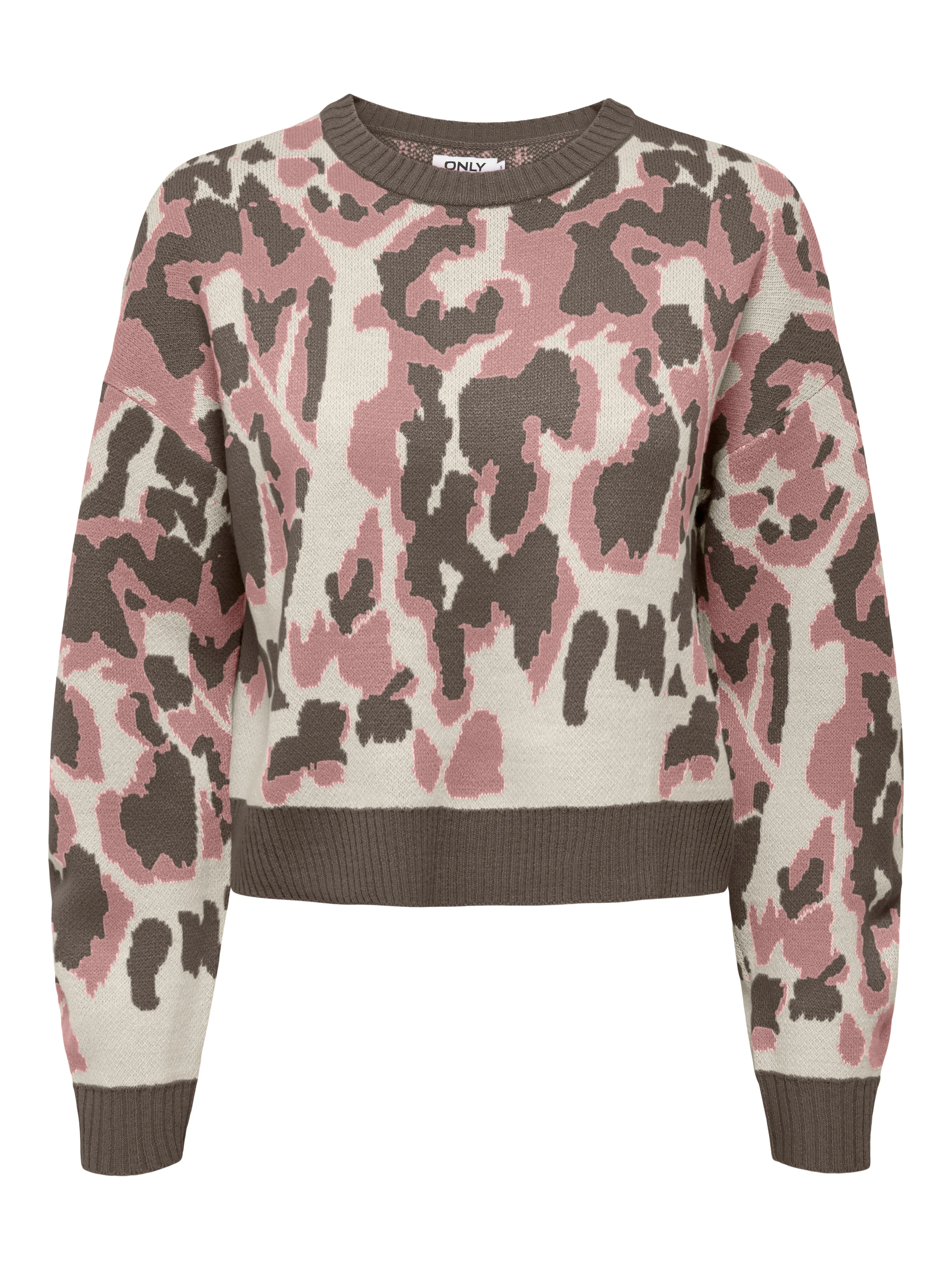 Only - Pink and Khaki Leopard Print Knit Jumper