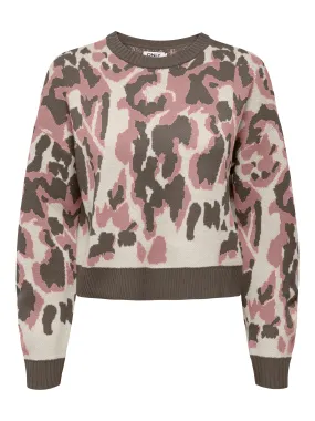 Only - Pink and Khaki Leopard Print Knit Jumper