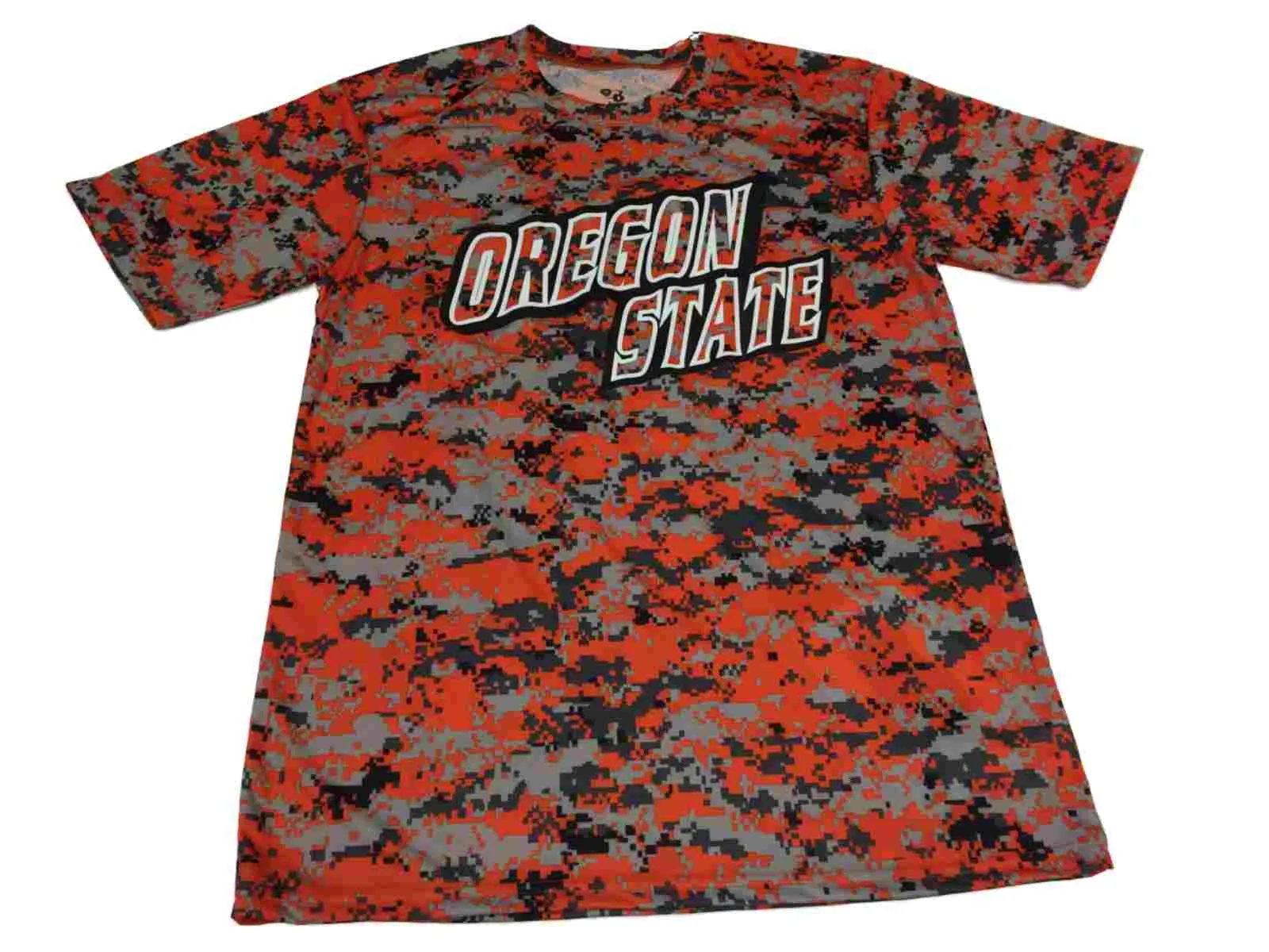 Oregon State Beavers Badger Sport Orange Digital Camo SS Crew Neck T-Shirt (L)