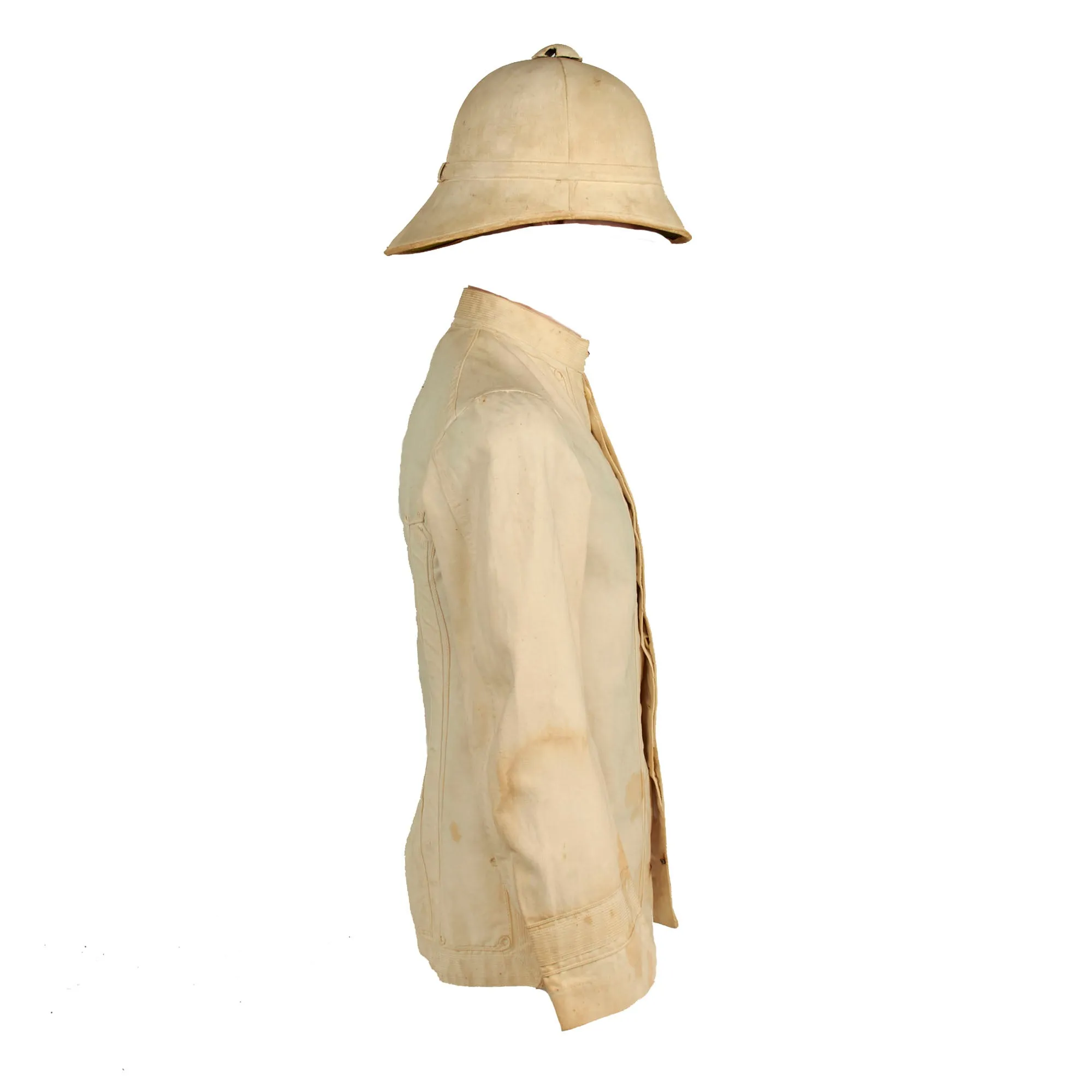 Original U.S. Spanish-American War Era US Army Model 1881 Sun Helmet With Model 1895 “Summer White” Undress Tunic - 2 Items