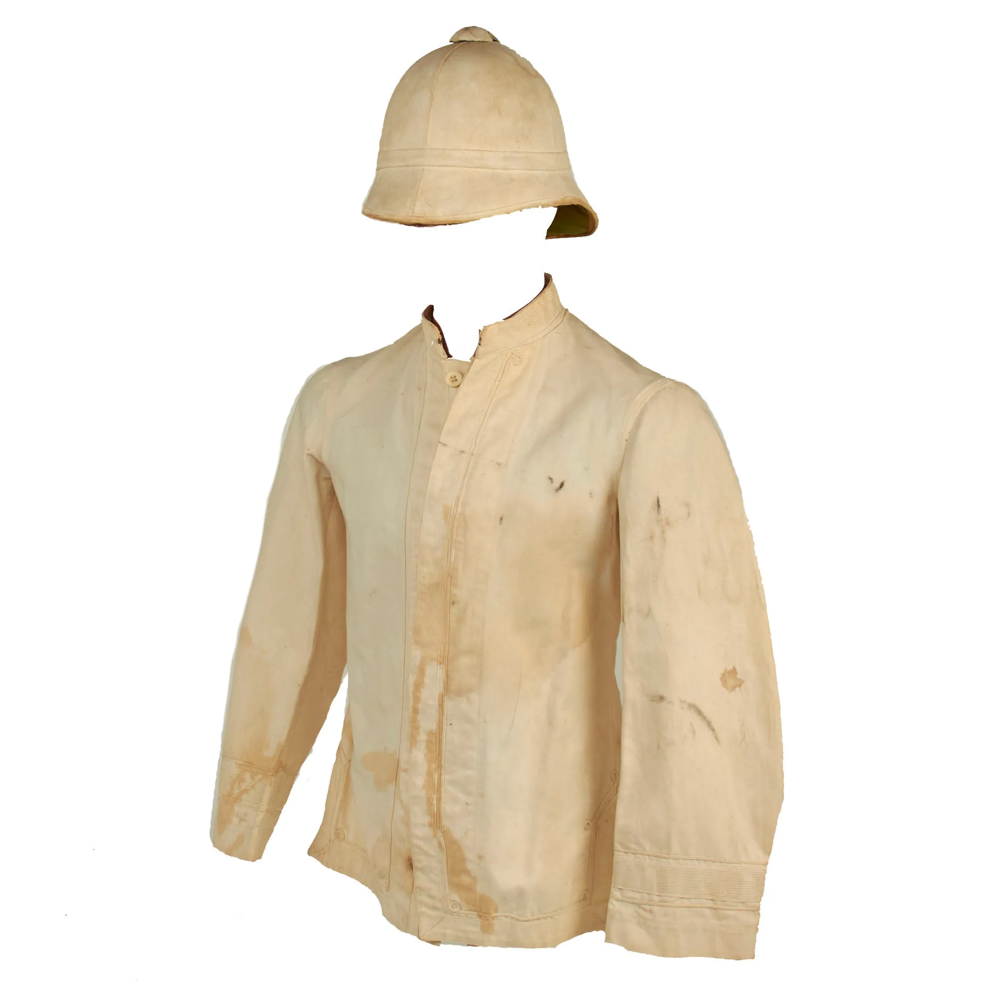 Original U.S. Spanish-American War Era US Army Model 1881 Sun Helmet With Model 1895 “Summer White” Undress Tunic - 2 Items