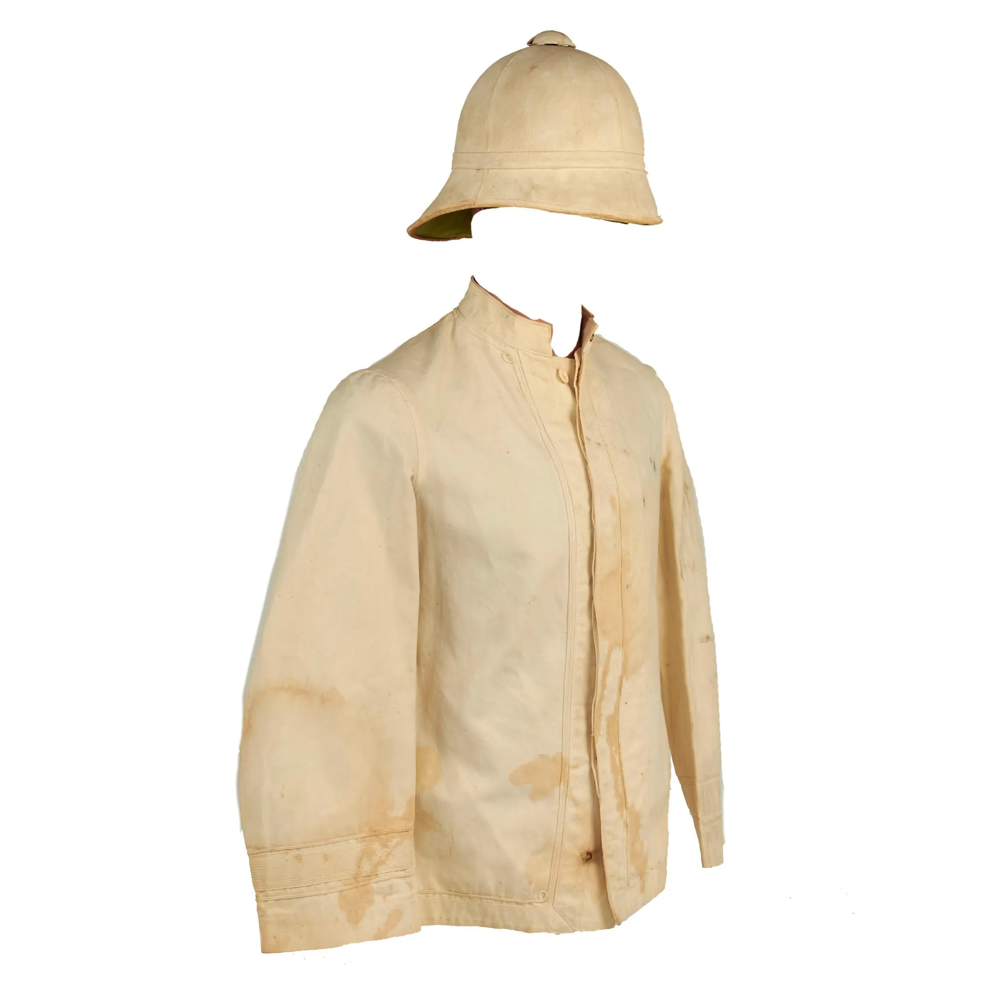 Original U.S. Spanish-American War Era US Army Model 1881 Sun Helmet With Model 1895 “Summer White” Undress Tunic - 2 Items