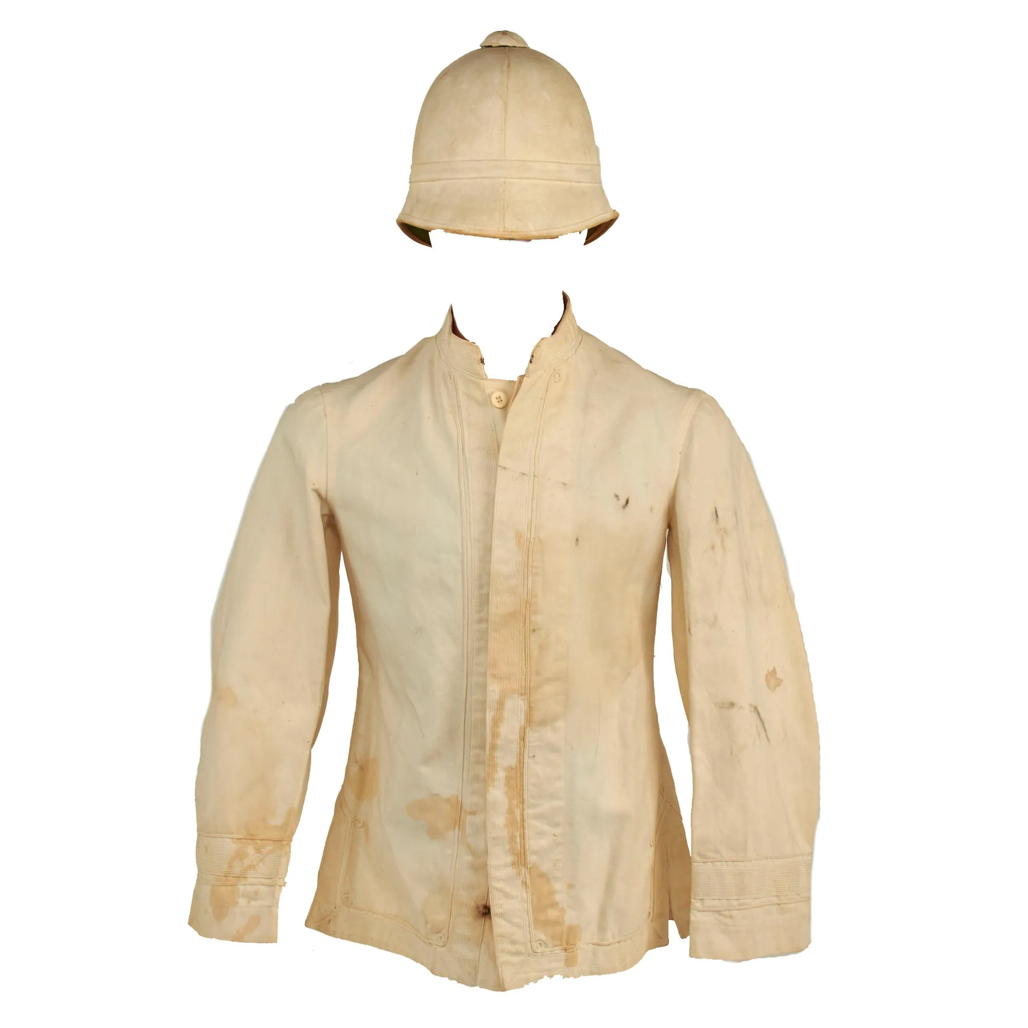 Original U.S. Spanish-American War Era US Army Model 1881 Sun Helmet With Model 1895 “Summer White” Undress Tunic - 2 Items