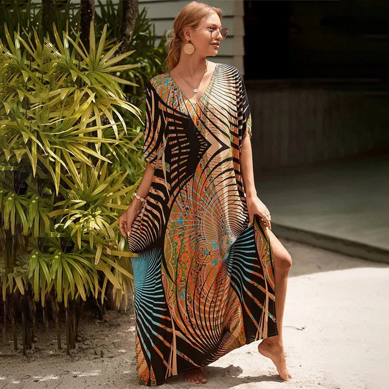 Oversized Printed Summer Beachwear Swimsuit Cover-up Dress