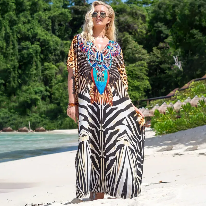 Oversized Printed Summer Beachwear Swimsuit Cover-up Dress