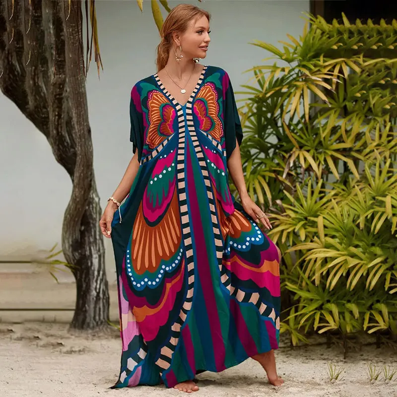 Oversized Printed Summer Beachwear Swimsuit Cover-up Dress