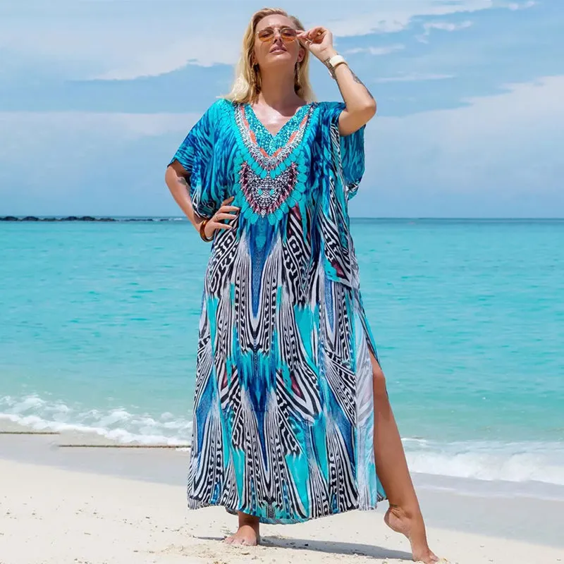 Oversized Printed Summer Beachwear Swimsuit Cover-up Dress