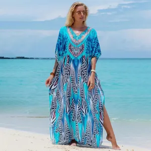 Oversized Printed Summer Beachwear Swimsuit Cover-up Dress