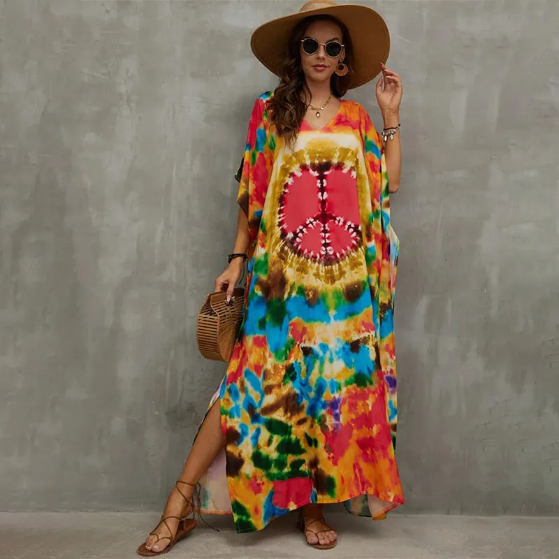 Oversized Printed Summer Beachwear Swimsuit Cover-up Dress